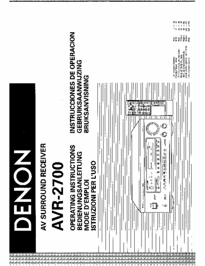 Denon AVR-2700 English manual for the AVR-2700 Denon